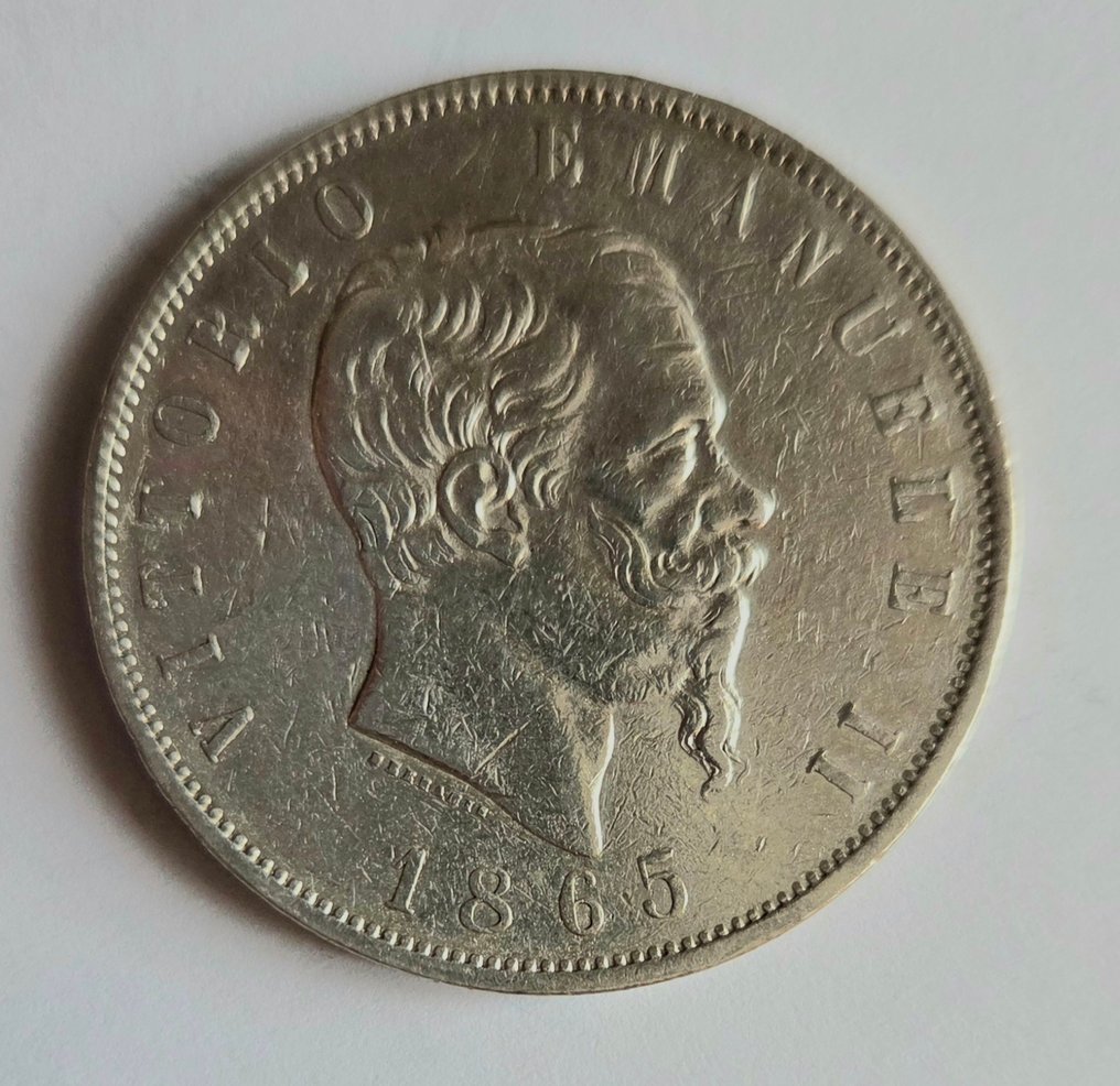 Italien, Kongerig Vittorio Emanuele II. 5 Lire 1865 Napoli (Ingen mindstepris) #4.3