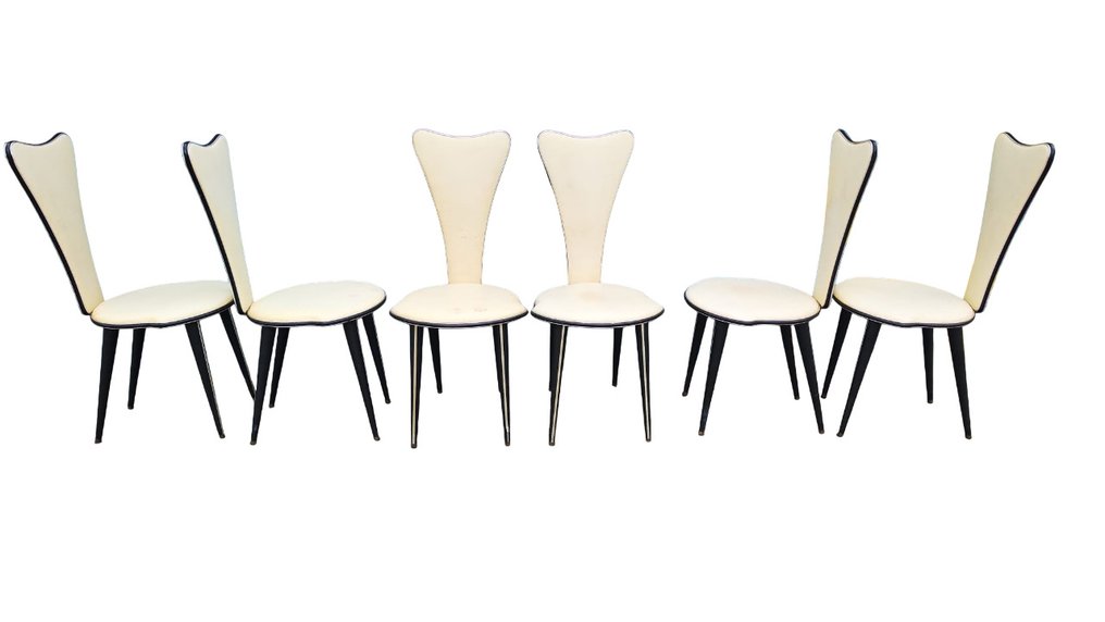 Umberto Mascagni - 椅子 (6) - 带杯形或梯形靠背的椅子 - 木, 金属, 黑胶 - 设定复古设计 #2.1