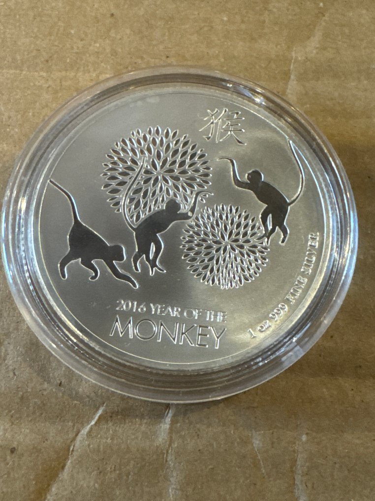 Νιούε. 2 Dollars 2016 "Year of the Monkey  " 1 Oz  (χωρίς τιμή ασφαλείας) #1.0