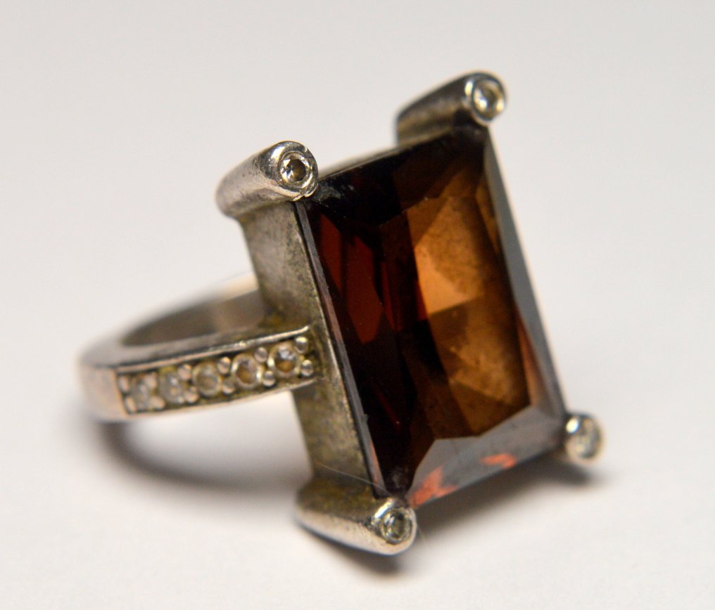 沒有保留價 - 戒指 925纯银 石英 - Brown Smoky Quartz #2.1