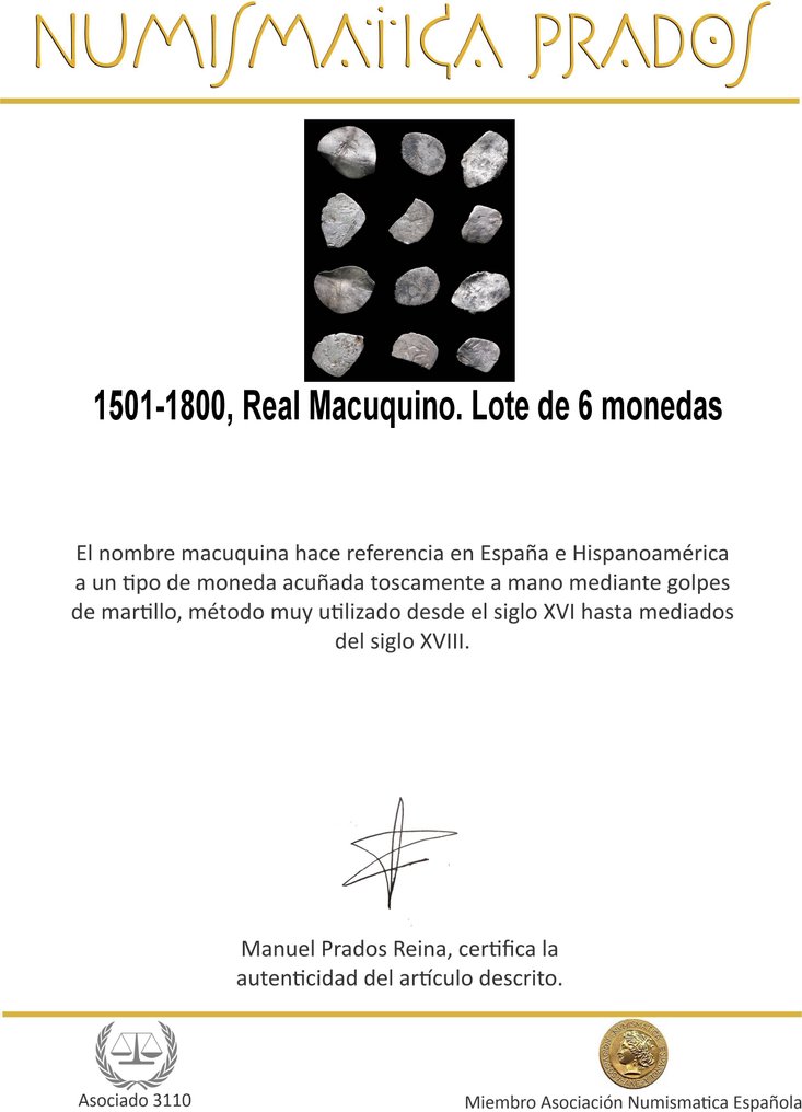 Ισπανία. Medio Real 1501-1800 Macuquino. Lote de 6 monedas  (χωρίς τιμή ασφαλείας) #1.0