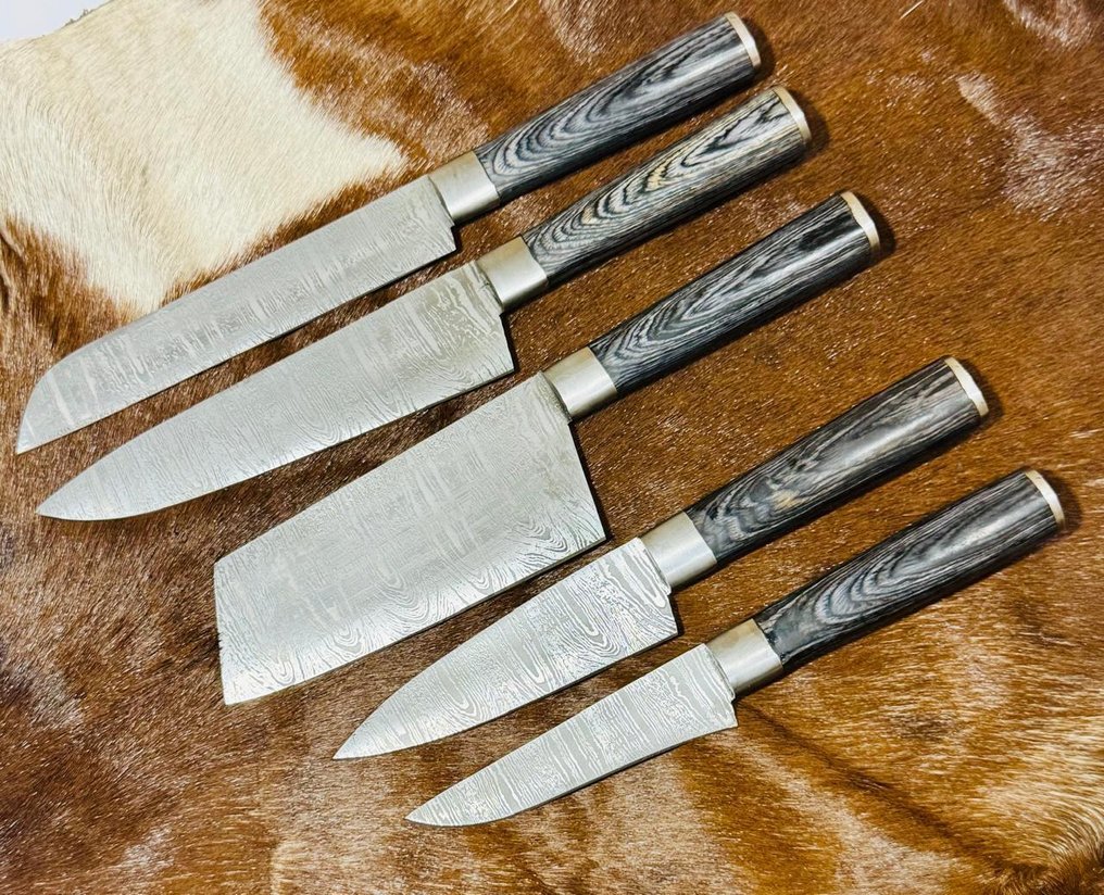 厨刀 - Kitchen knife set - 厨房厨师刀(0070) - 美国异国木柄与折叠钢 - 英国 - 厨房厨师刀 #3.2