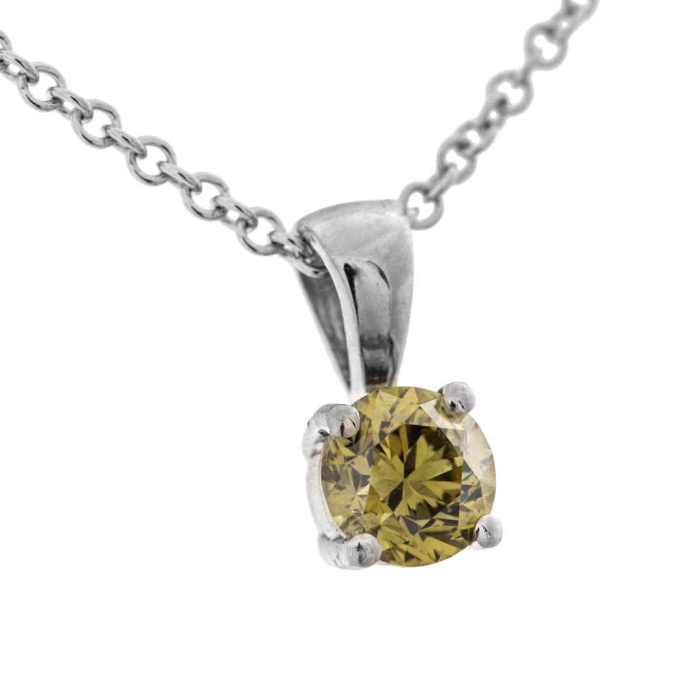 χωρίς τιμή ασφαλείας - Κολιέ με μενταγιόν - 14 καράτια Λευκός χρυσός - 0.46ct. tw. Κίτρινο Διαμάντι (Φυσικού χρώματος) #4.3