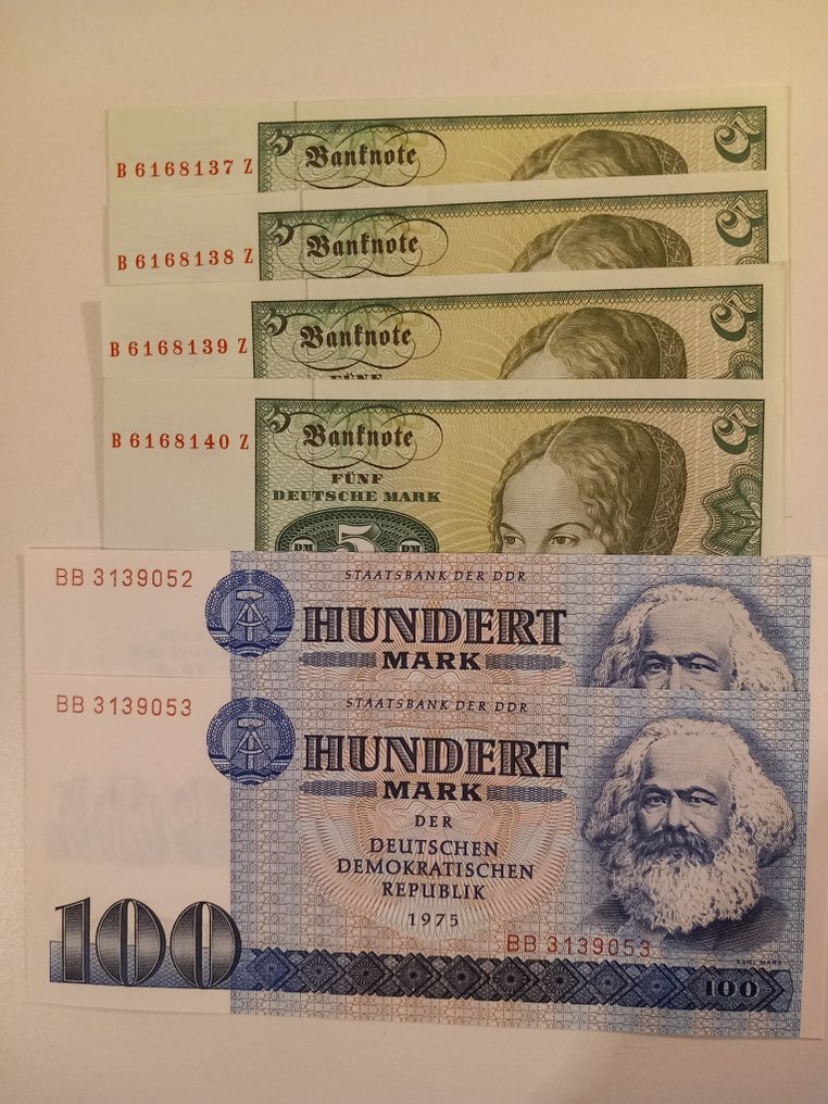 德国, 德意志民主共和国 (DDR). - 6 Banknotes - Various Dates  (没有保留价) #1.0