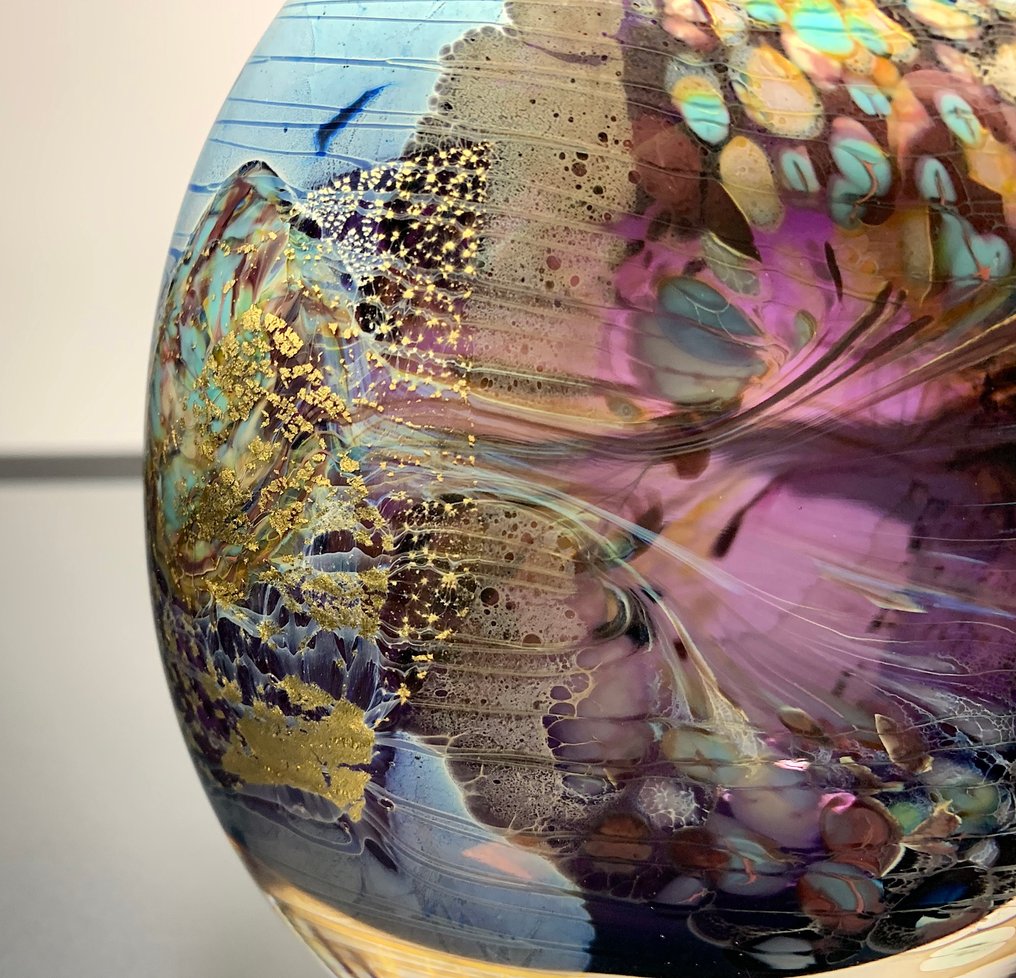 Maxence Parot - 花瓶 -  花瓶独特的颜色和金色  - 玻璃 #3.2