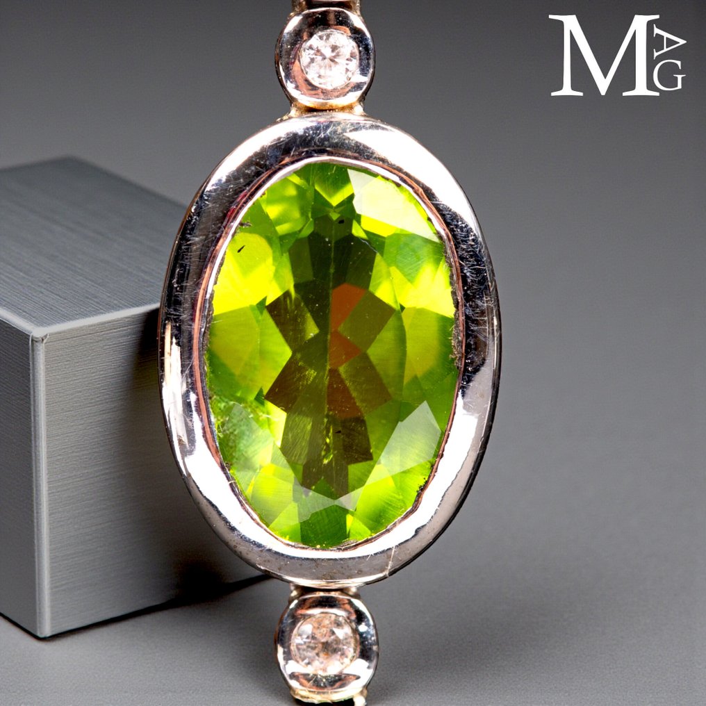 Σκουλαρίκια – Βολιβιανός Αμέθυστος – Περίδοτ – Γαληνίτης και Διαμάντια - Ύψος: 86.7 mm - Πλάτος: 16.5 mm- 31 g #3.2