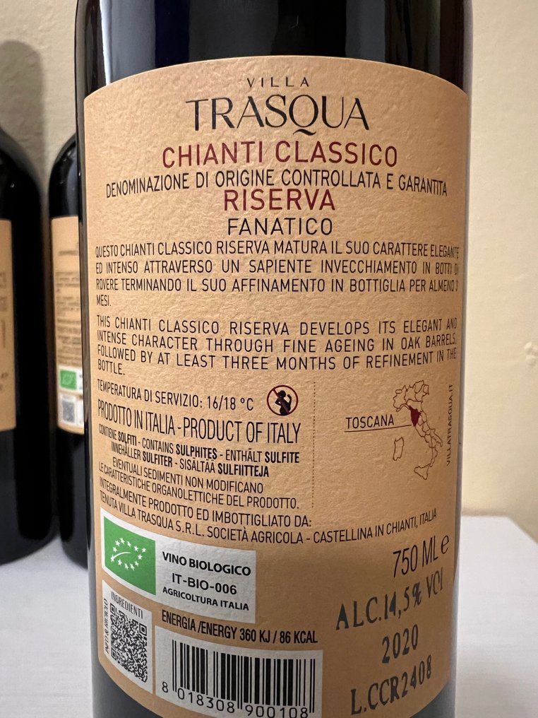 2020 Villa Trasqua, Chianti Classico Riserva Fanatico - Chianti Classico DOCG - 3 Pullot (0.7 L) #2.1