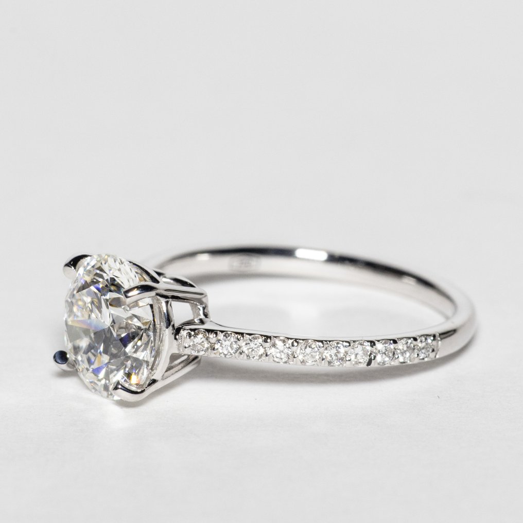 沒有保留價 - 訂婚戒指 - 18 克拉 白金 -  2.12ct. tw. 鉆石 (實驗室培育) - 鉆石 - E VS1 IDEAL #2.1