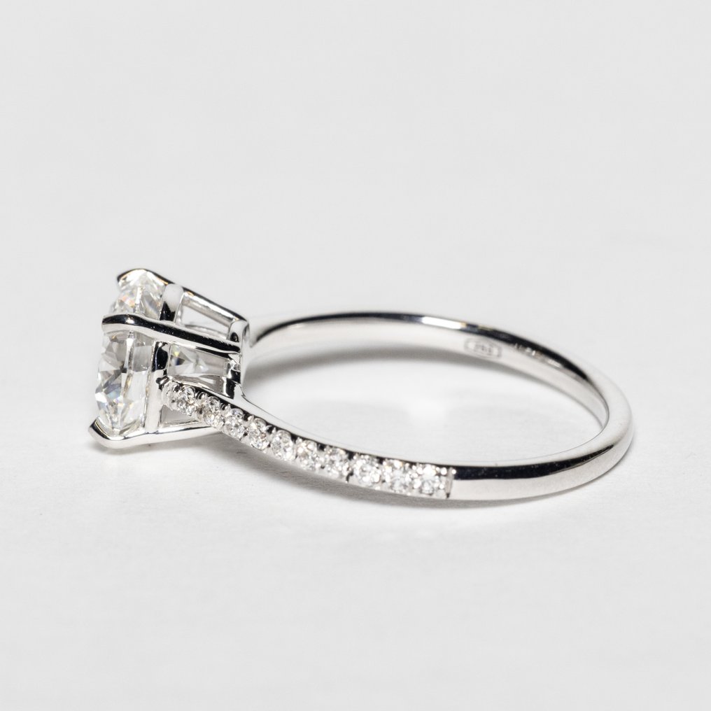 沒有保留價 - 訂婚戒指 - 18 克拉 白金 -  2.12ct. tw. 鉆石 (實驗室培育) - 鉆石 - E VS1 IDEAL #4.3