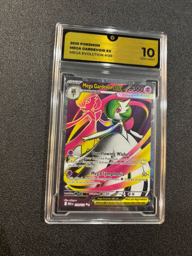 Pokémon - 1 Graded card - Mega Gardevoir 159 Mega Evolution 完整艺术 - GG 10 - 评级卡 + 板面签名 #1.0
