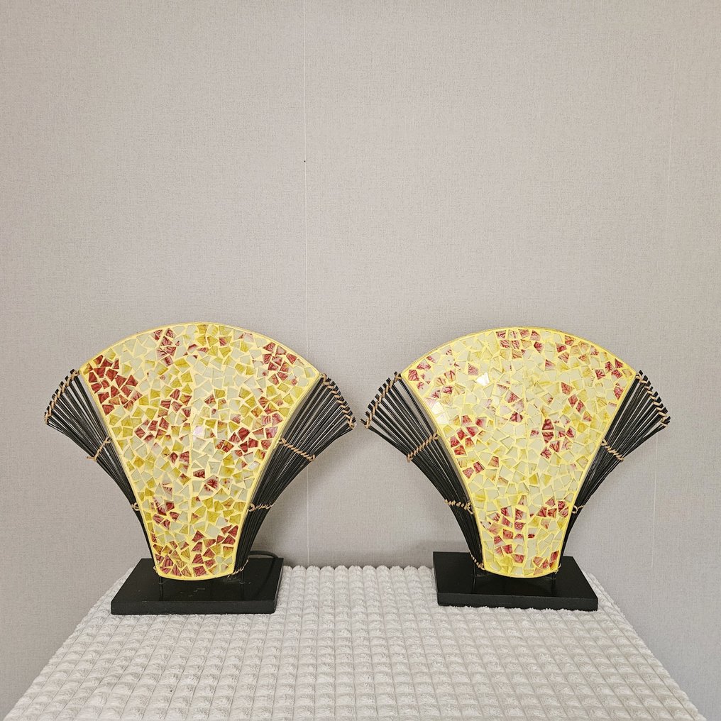 Lampa (2) - Trä, Glas - Bordslamp waaier #1.0