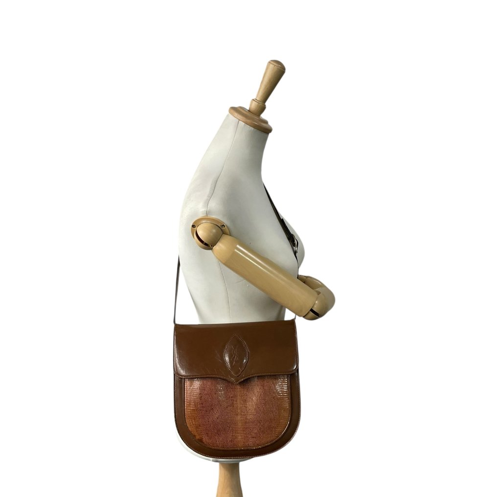 Yves Saint Laurent - Vintage Bicolor Lizard-Embossed Flap Shoulder Bag - Τσάντα ώμου #3.2