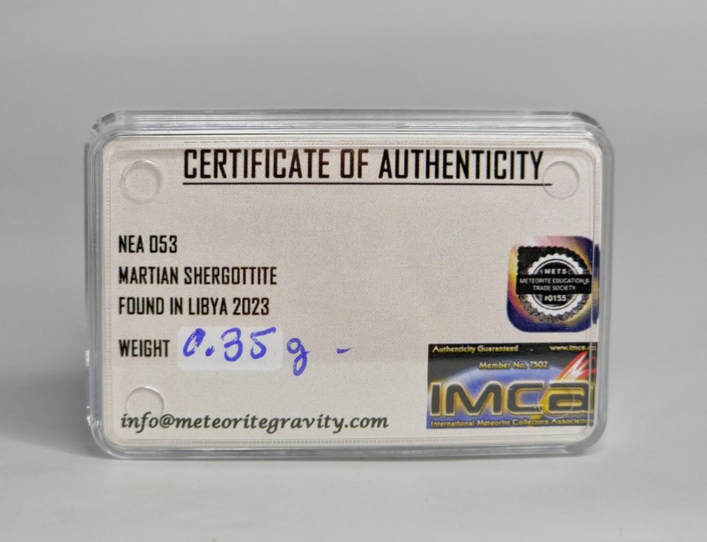 火星陨石（舍尔戈石，橄榄石含量丰富） NEA 053. - 0.35 g - (1) #4.3