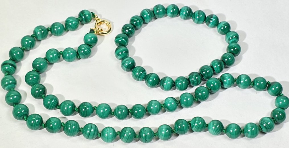 天然孔雀石 - 一等品质 - 个人保护 - 925纯银 - 手链和项链 - 项链 #1.0