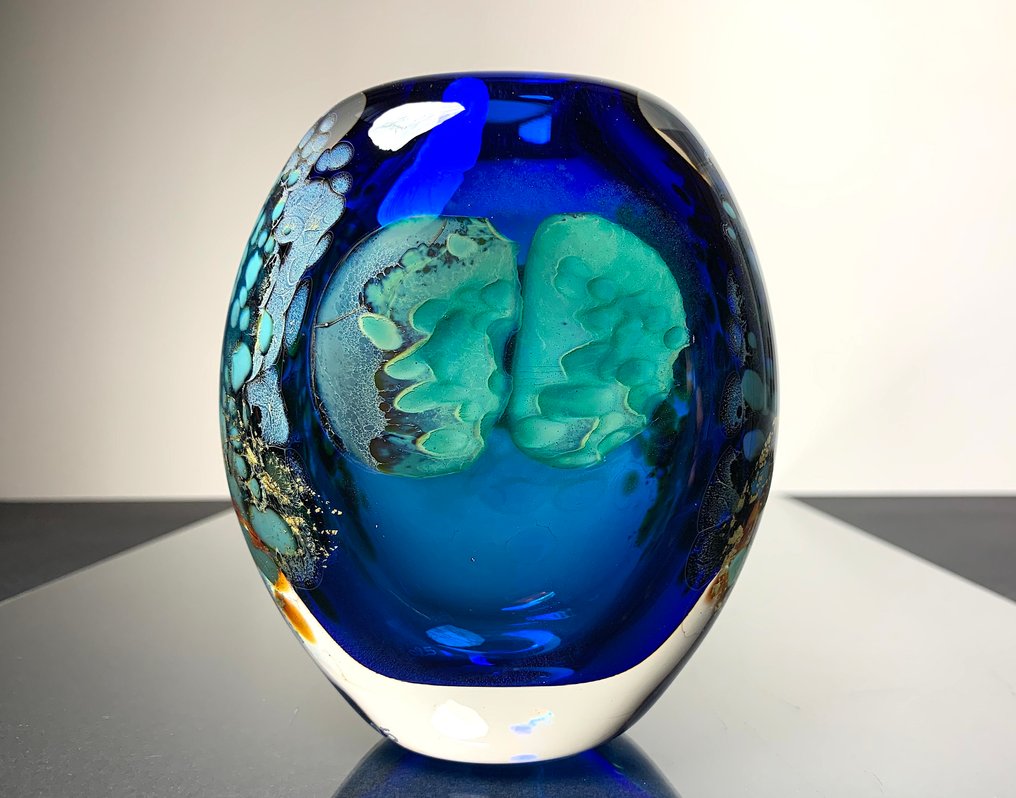 Maxence Parot - 花瓶 -  花瓶独特的颜色和金色  - 玻璃 #1.0