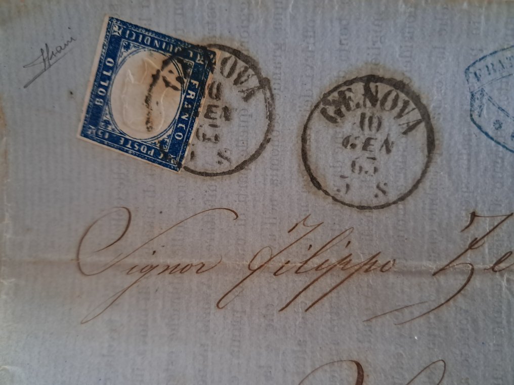 Italy Kingdom 1863 - C.15 Sardinia type on full text letters #2.1