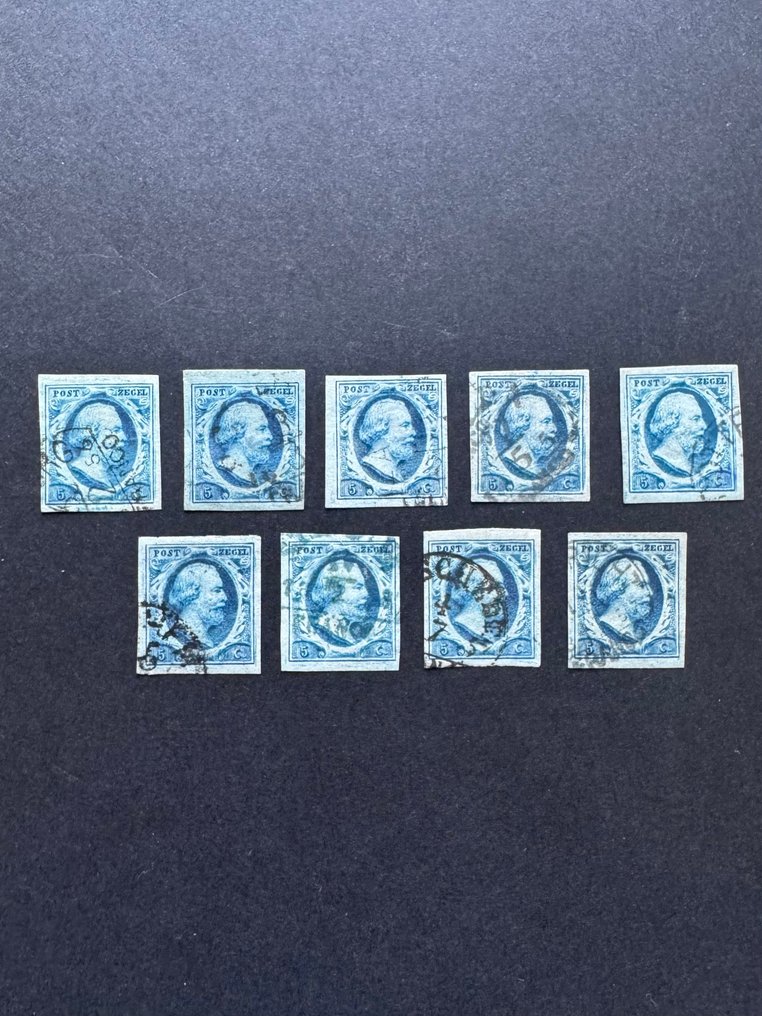 Ολλανδία 1852 - Κόνον Βίλλεμ III, επιλογή τοποθετημένων σφραγίδων Πίνακας III. - NVPH 1i #1.0