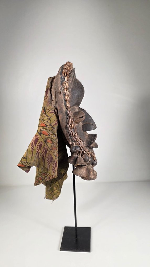 Træmaske, stofklokke i bronze - Dan Gueré - Elfenbenskysten #3.2