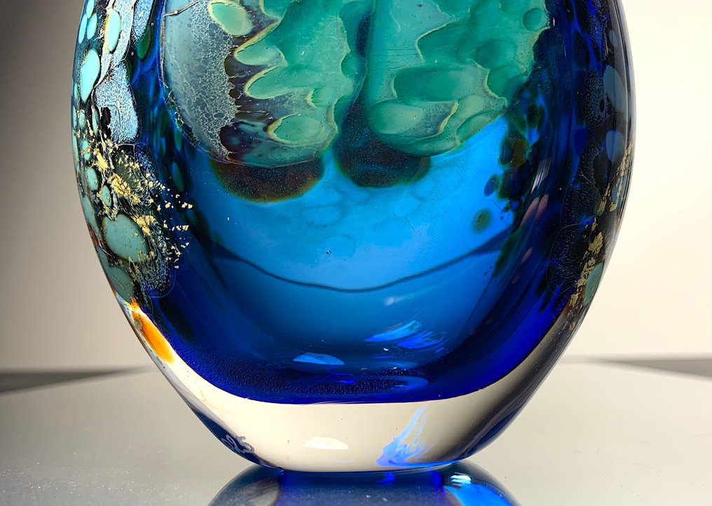 Maxence Parot - 花瓶 -  花瓶独特的颜色和金色  - 玻璃 #2.1