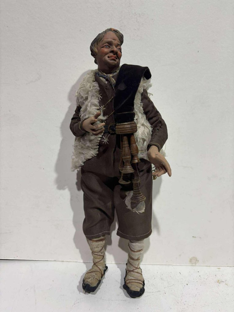 Γλυπτό, Presepe Napoletano - Zampognaro - Metà XX secolo - 31 cm - Ξύλο, Πήλινο, Γυαλί, Textile #2.1