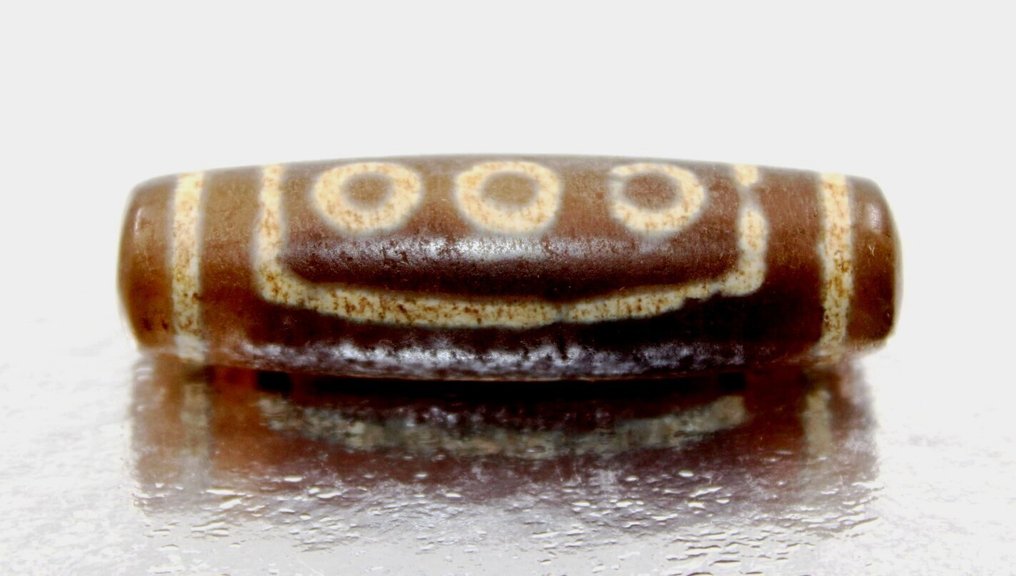 稀有古老独特的佛教圣藏族DZI七眼天然玛瑙珠 护身符- 21.8 g #1.0