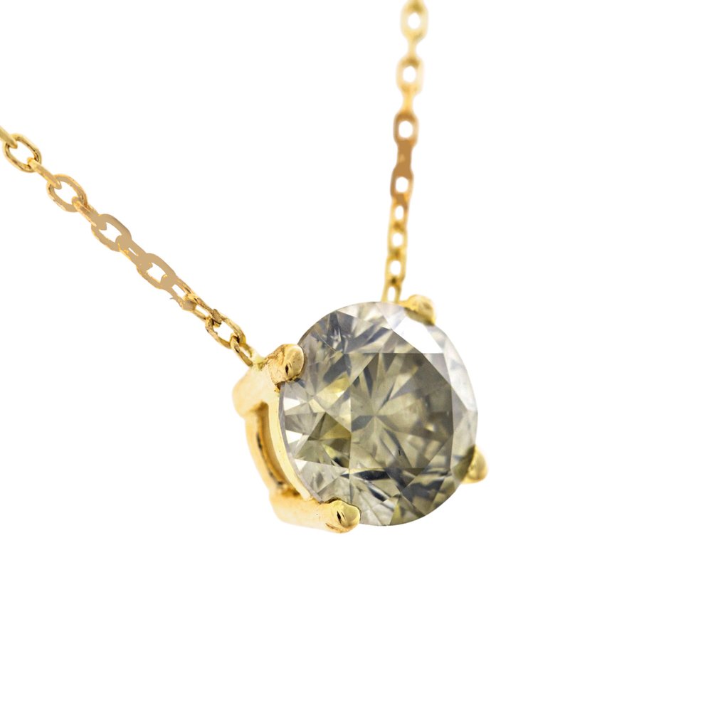 沒有保留價 - 吊墜頸鏈 - 14 克拉 黃金 -  2.02ct. tw. 黃色 鉆石 (天然彩色) #1.0