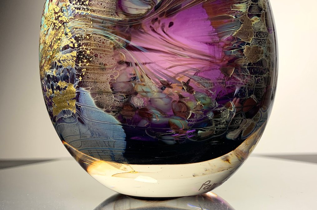 Maxence Parot - 花瓶 -  花瓶独特的颜色和金色  - 玻璃 #2.1