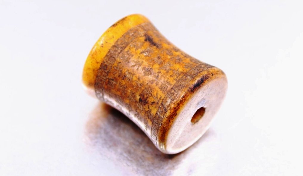 古董佛教圣物中国手工珠子护身符,带有手工雕刻祈福。- 33.4 g #4.3