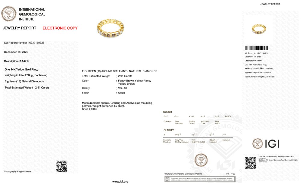 χωρίς τιμή ασφαλείας - Δαχτυλίδι - 14 καράτια Κίτρινο χρυσό -  2.91ct. tw. Διαμάντι (Φυσικού χρώματος) #1.0
