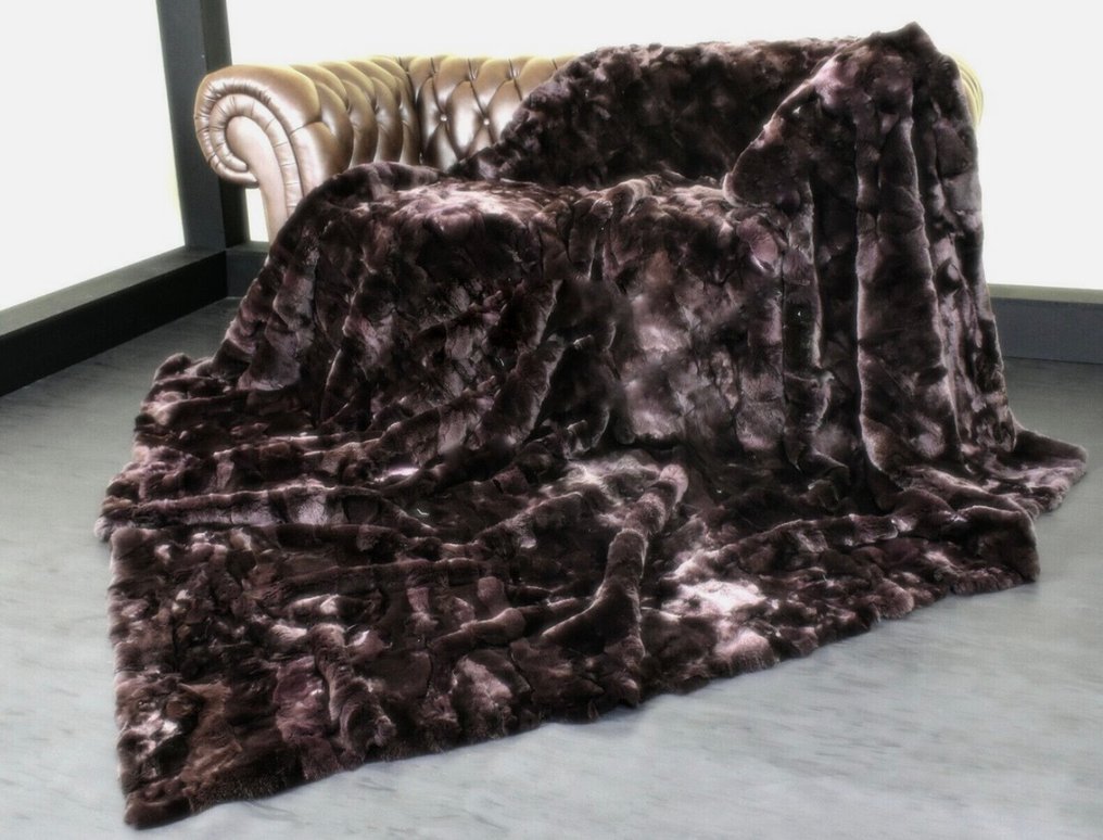 dunkelbraun - Fell - Decke  - 215 cm - 112 cm - Rex Chinchilla #1.0