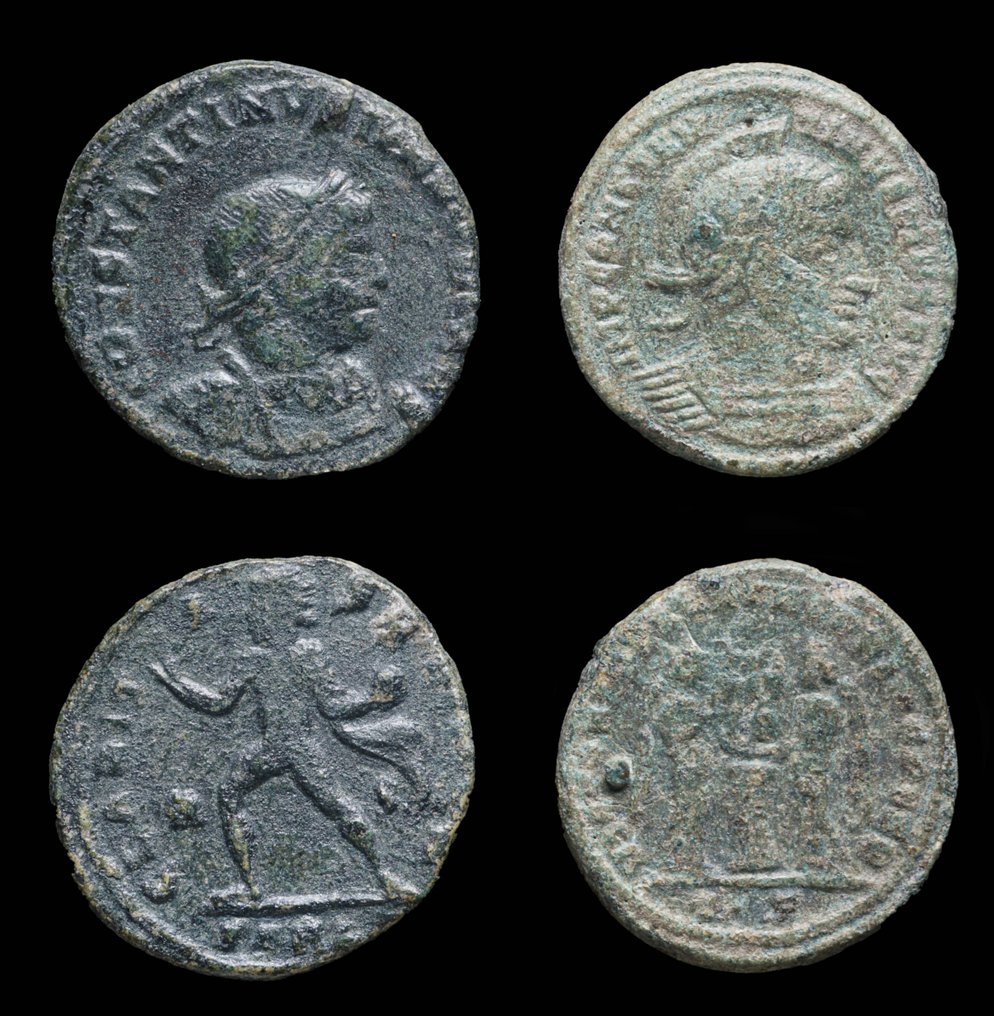 罗马帝国. Constantine I / II. VICTORIAE LAETAE PRINC PERP, Siscia / CLARITAS REIPVBLICAE, Rome. Lot 2 coins  (没有保留价) #1.0