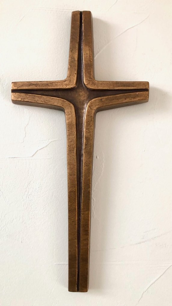 Μοντέρνα Σταυρός - Πατιναρισμένος μπρούτζος - 1960-1970 - Moderniste - 35 εκ.  #1.0