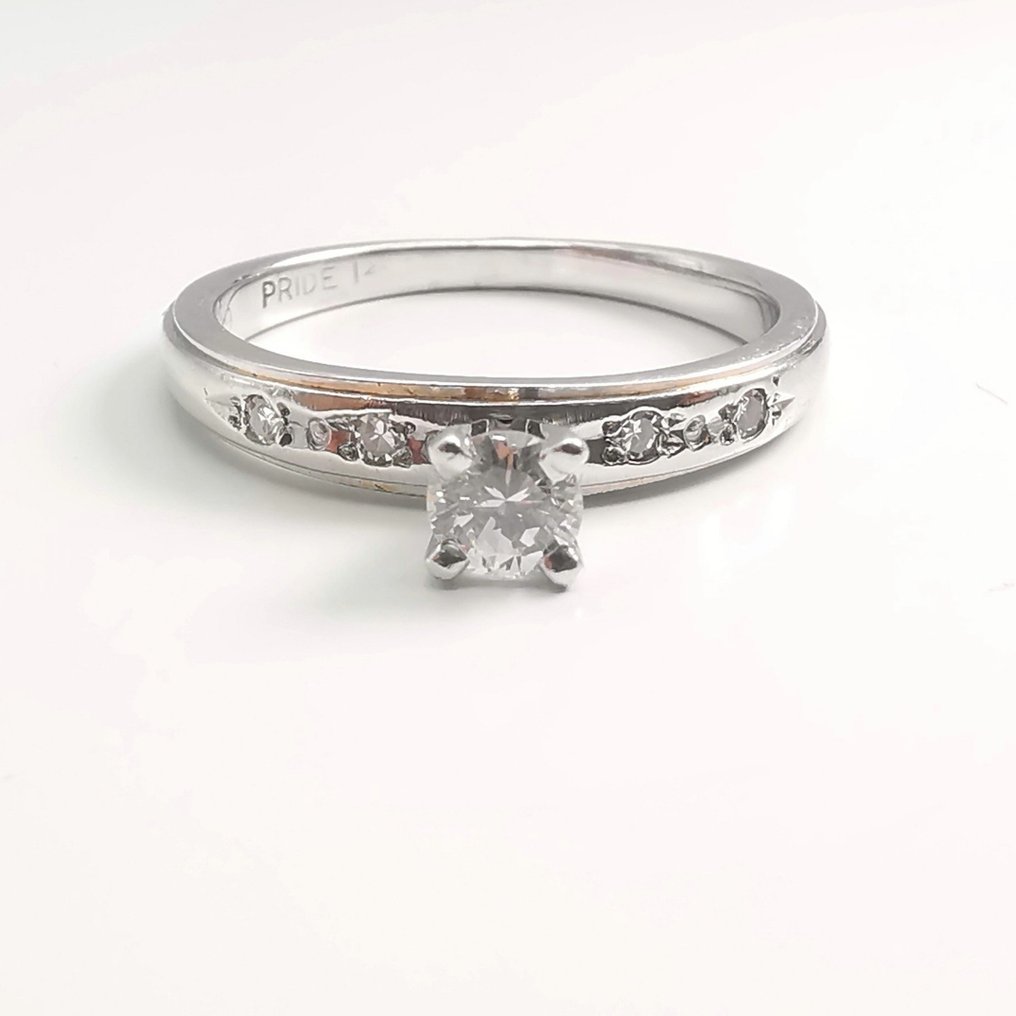 戒指 - 14K包金 白金 -  0.27ct. tw. 钻石 (天然)  - 钻石 #1.0