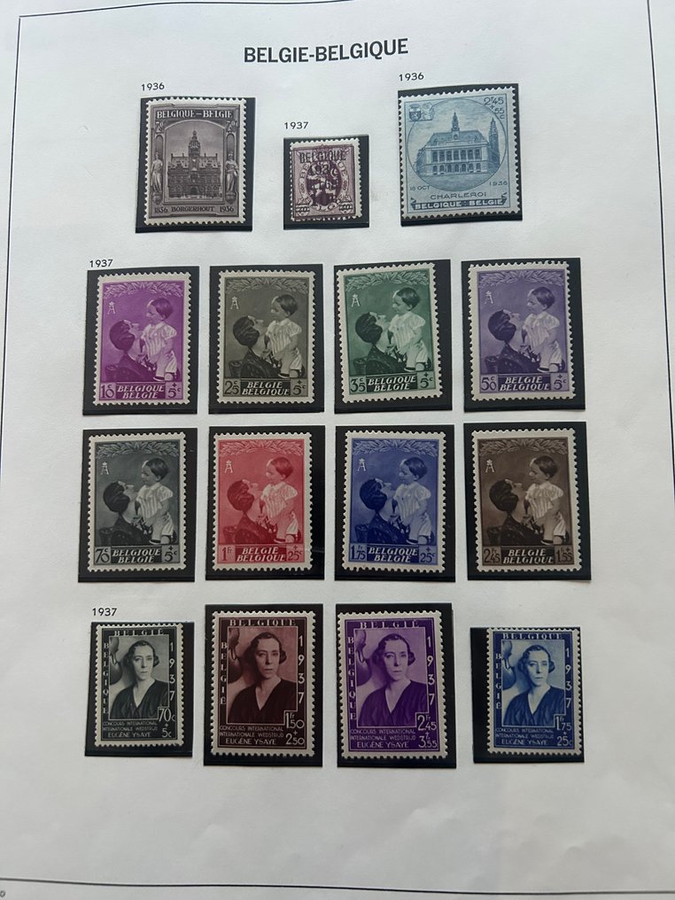 Βέλγιο 1935/1939 - Συλλογή πλήρων σετ σε 5 φύλλα άλμπουμ Davo. #2.1