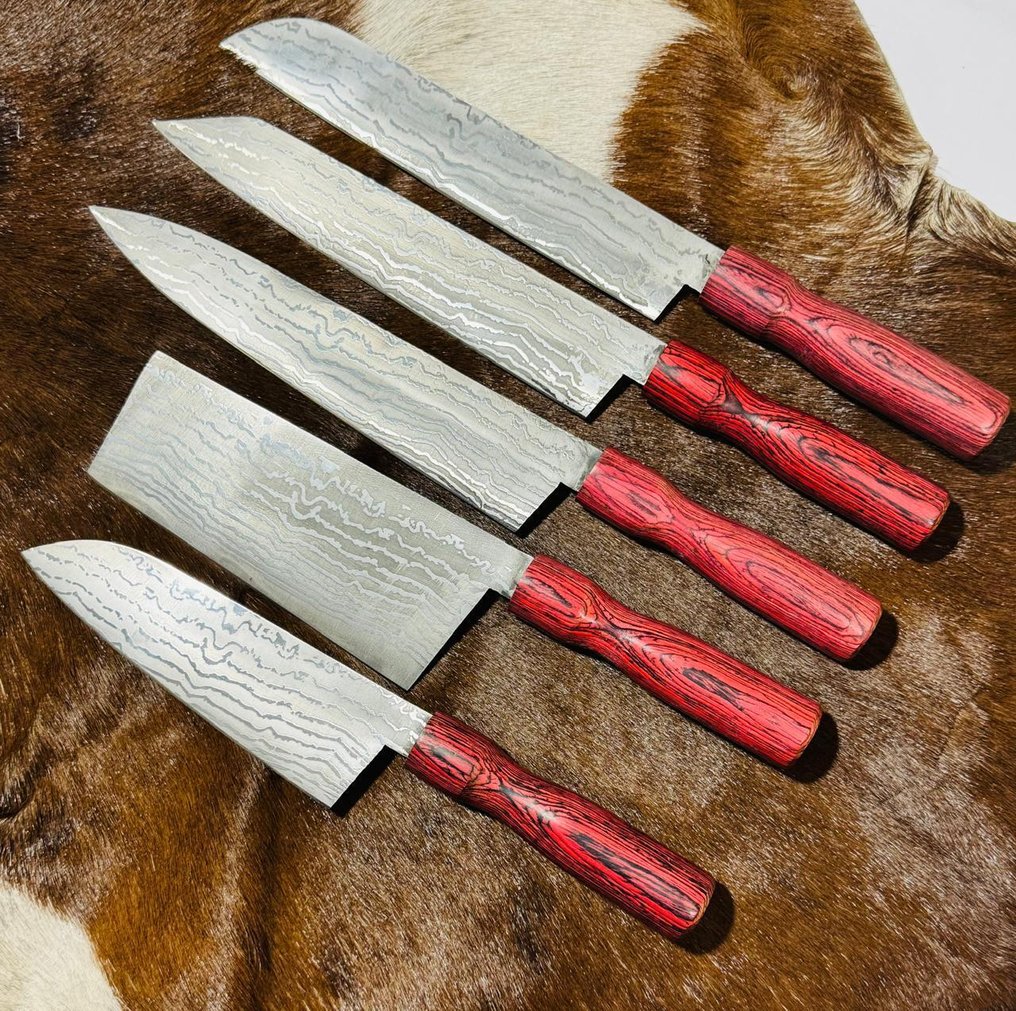 厨刀 - Kitchen knife set -  厨房厨师刀（0074） - VG10钢材 少钢与异国木材手柄 - 日本 - 厨房厨师刀 #1.0