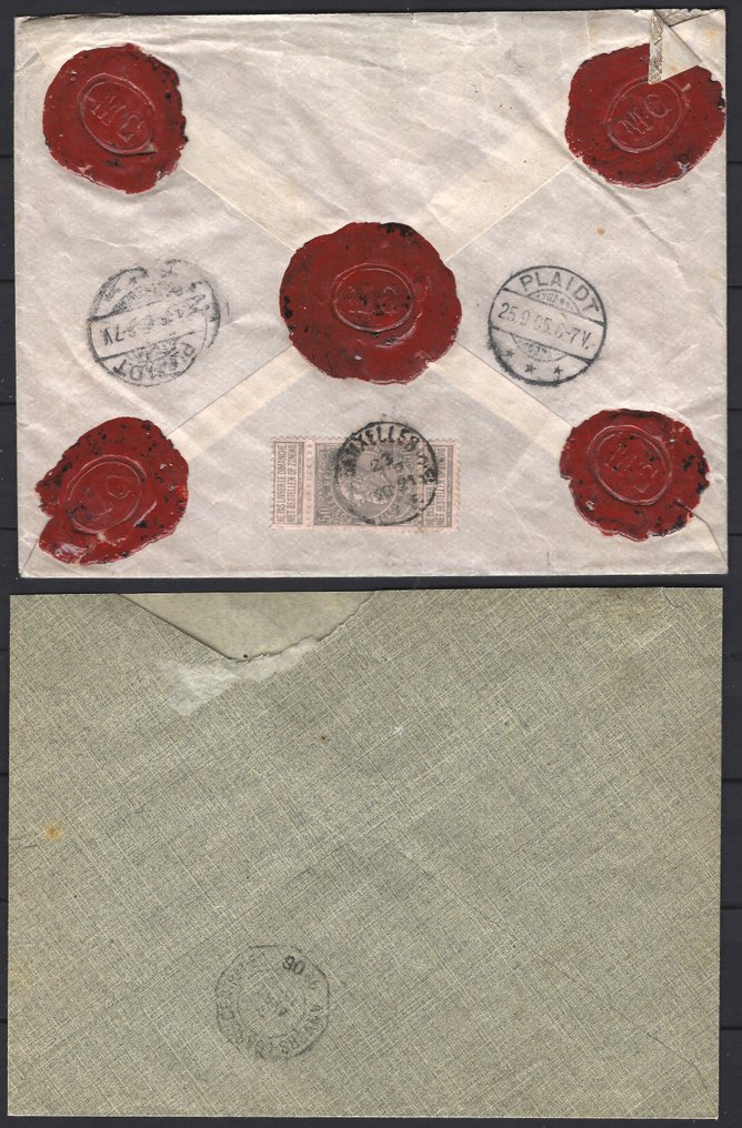 Βέλγιο 1893/1900 - Εκπομπή «Fine Barbe» και «Grosse Barbe» - 8 φάκελοι με μεικτό ταχυδρομικό τέλος. - COB/OBP 61 #1.0