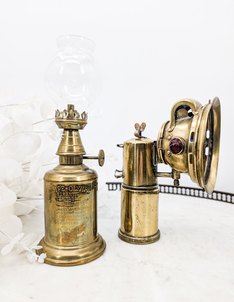 lot de 2 lampes Antique - Λαμπτήρας κηροζίνης (2) - Ορείχαλκος - Φανάρι ποδηλάτου και Olympe. #1.0