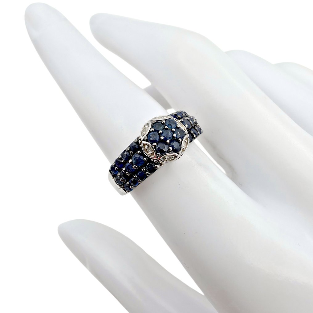 χωρίς τιμή ασφαλείας - Δαχτυλίδι Ασημί - Διαμάντι, Ζαφείρι (Πιστοποιημένο) #3.2