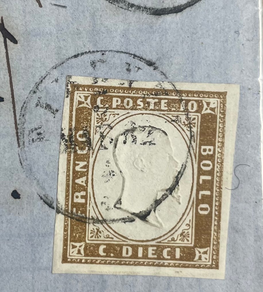 Αρχαία ιταλικά κράτη 1851/1862 - Αρχαία ιταλικά κράτη, λαχεία 2 γραμμάτων και ένα απόσπασμα με γραμματόσημα από την Τοσκάνη και τη - Sassone n.14 c 19 5f #1.0