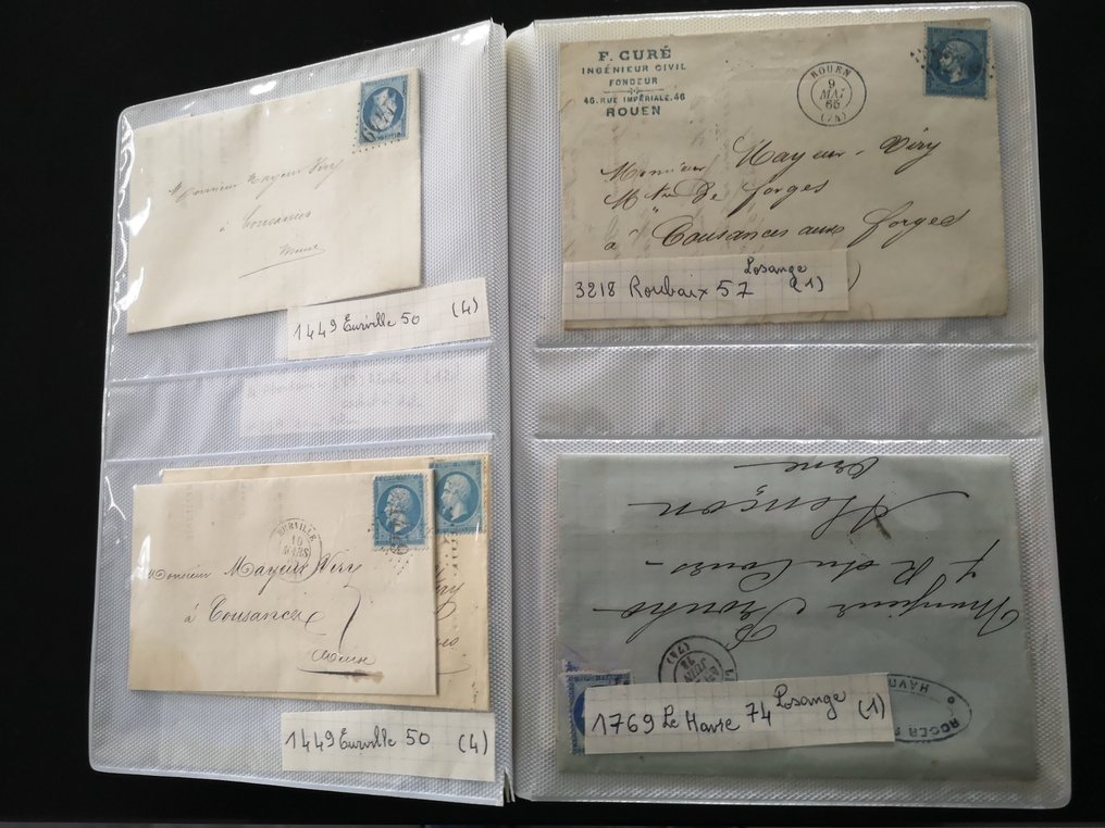 法国  - 在一个邮票信件的集邮册中，配有蓝色邮票 - TB #1.0