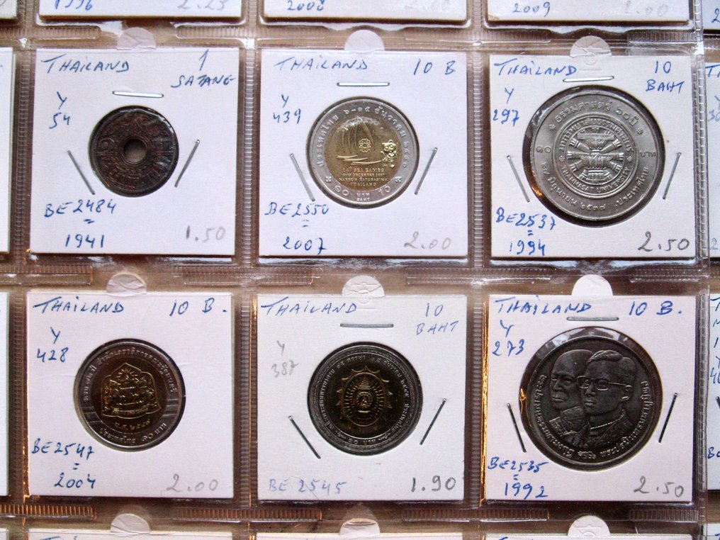 Tailandia. 48 different coins 1941-2018 incl. many 10 & 20 Baht commemorative pieces  (Senza prezzo di riserva) #2.1
