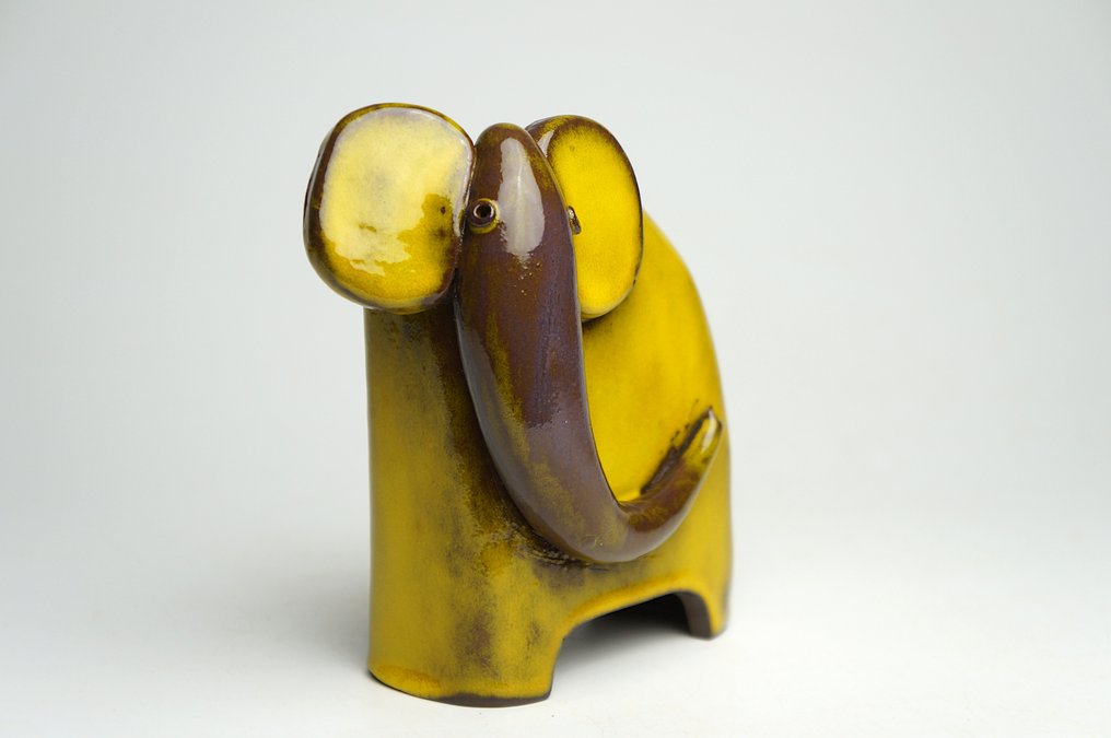 Urszula Despet - 雕刻, Yellow Elephant - 14 cm - 陶瓷 - 2025 #3.2