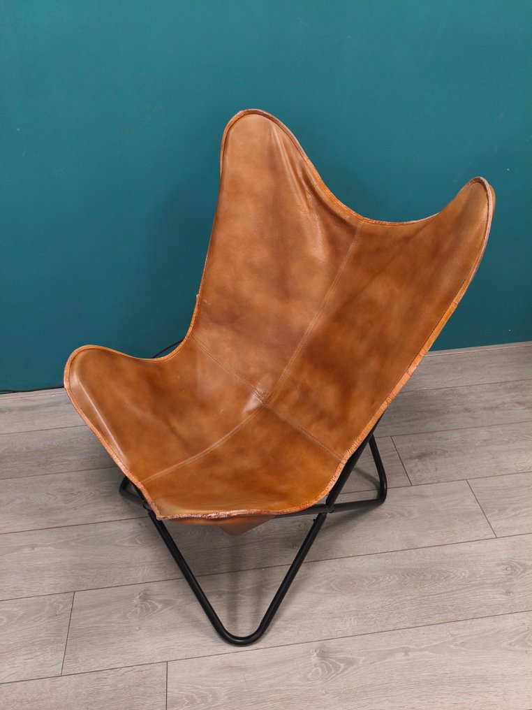 Chaise - Métal, Cuir - Chaise papillon marron #2.1