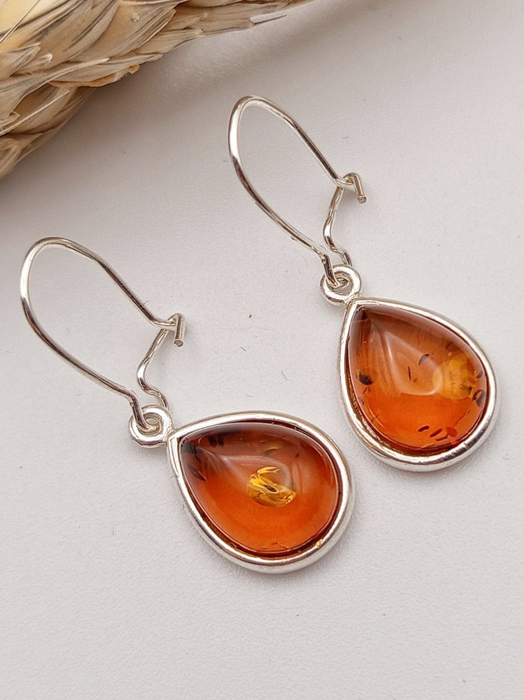 Ασημένια σκουλαρίκια 925 με Βαλτική Ίασπις κορυφαίας ποιότητας. - Ύψος: 25 mm - Πλάτος: 10 mm- 2.8 g - (1) #1.0