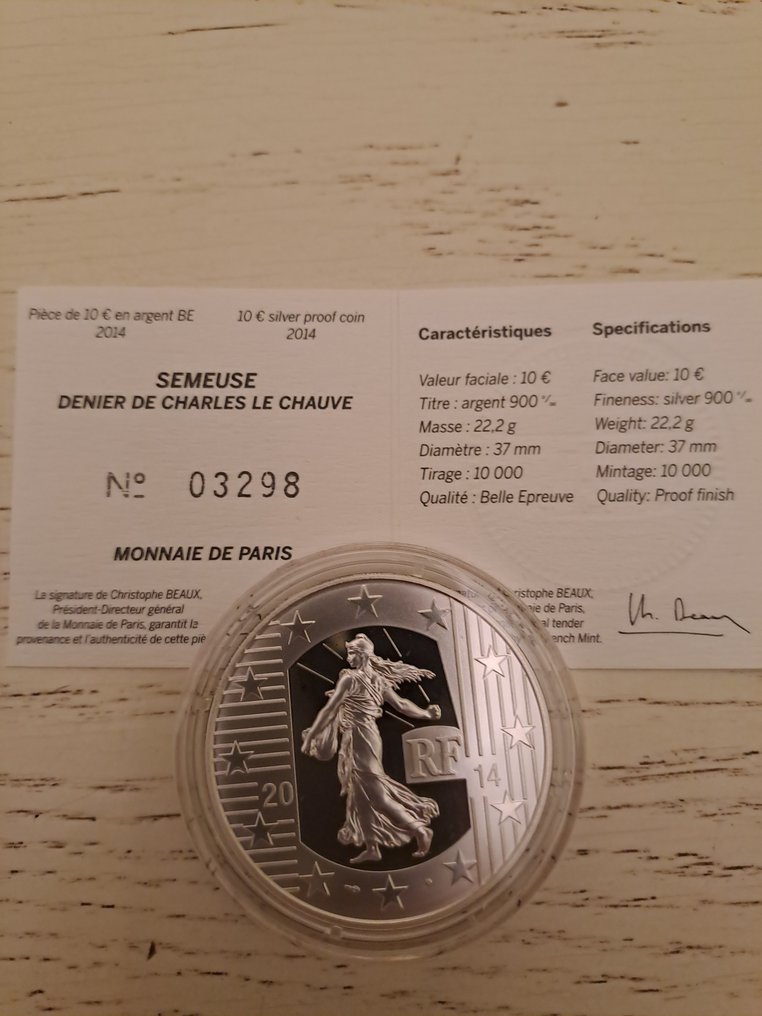 Frankrig. 10 Euro 2010/2014 (3 monnaies) Proof  (Ingen mindstepris) #3.2
