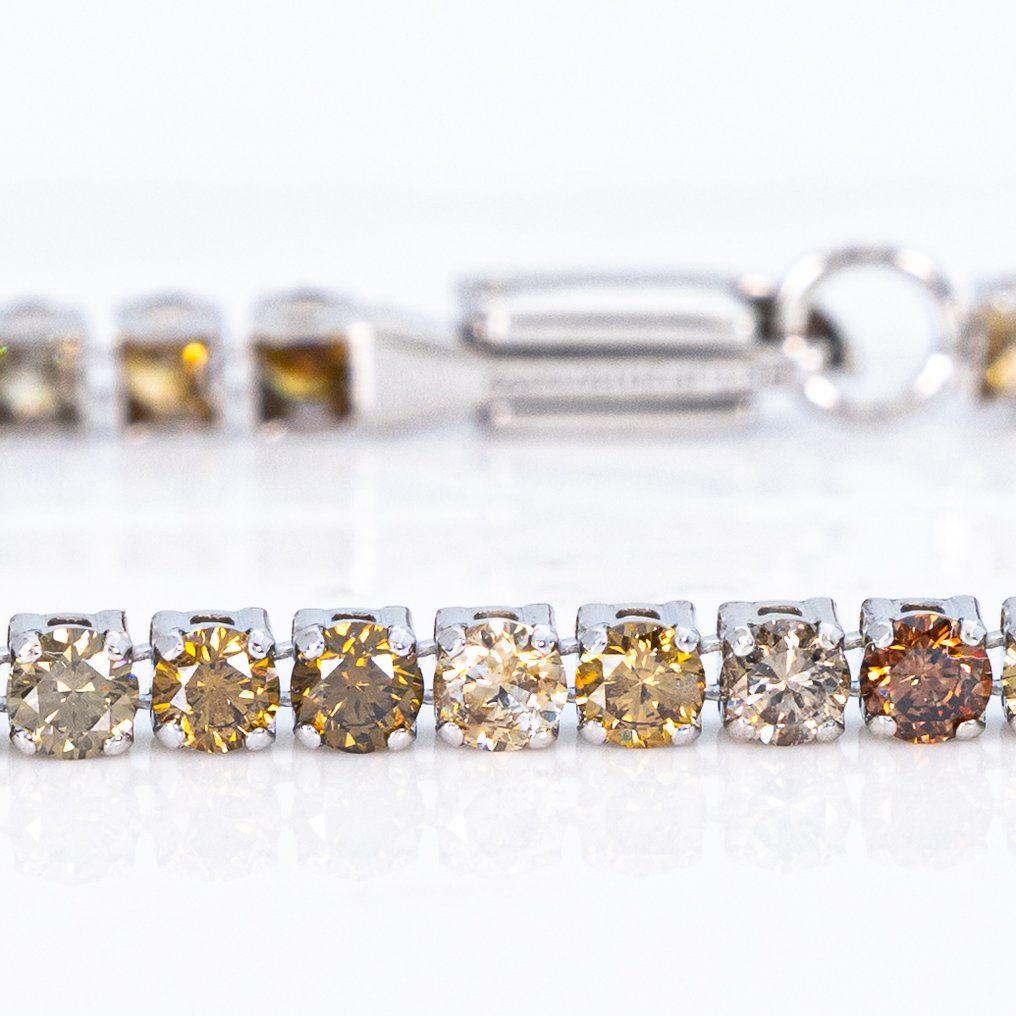 沒有保留價 - 手鈪 - 14 克拉 白金 - 3.24ct. tw. 鉆石 (天然彩色) - IGI #1.0