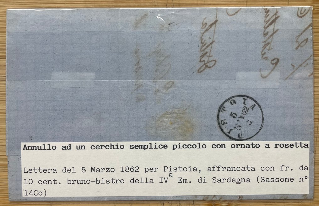 Αρχαία ιταλικά κράτη 1851/1862 - Αρχαία ιταλικά κράτη, λαχεία 2 γραμμάτων και ένα απόσπασμα με γραμματόσημα από την Τοσκάνη και τη - Sassone n.14 c 19 5f #2.1