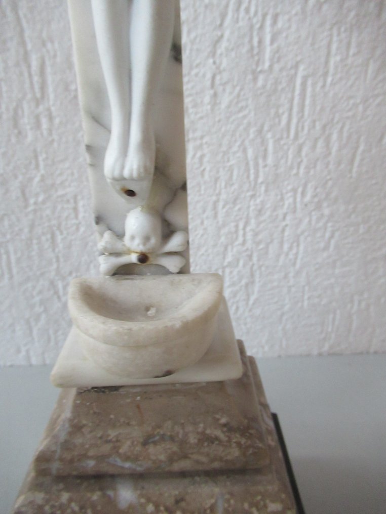  Σταυρός - Μάρμαρο - 1850-1900 - Marmer σταυρός με δοχείο αγιασμού - 43 εκ.  #3.2