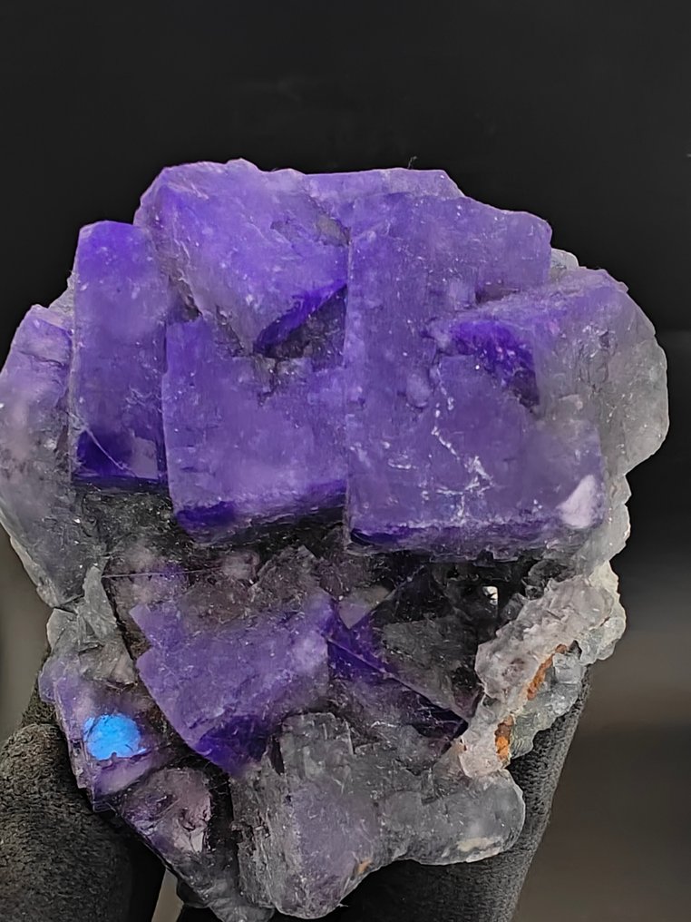 氟石绿色紫色 螢光 - 高度: 9 cm - 闊度: 7 cm- 420 g #2.1