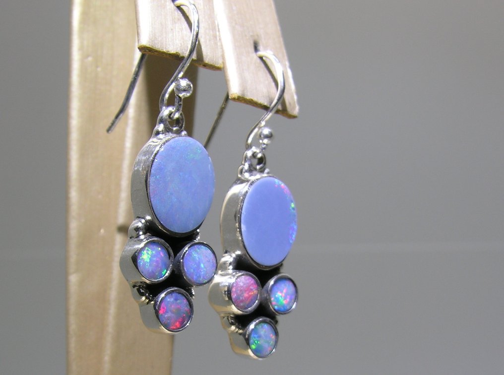Opal Earrings - Height: 36 mm - Width: 10 mm- 5.12 g - (2) #2.1
